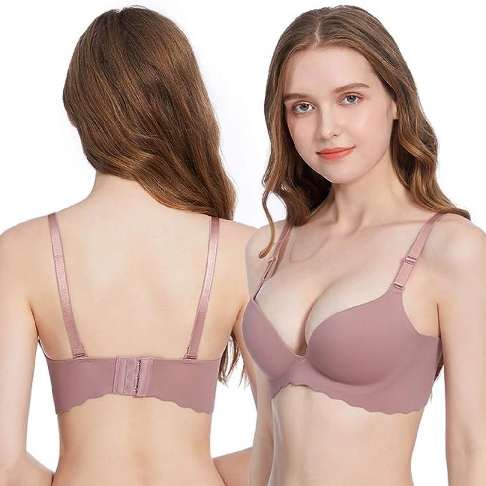 NWOT Women Push-Up Comfort NoWire Bra Seamless No Show Bra Seamless Bralette 34C